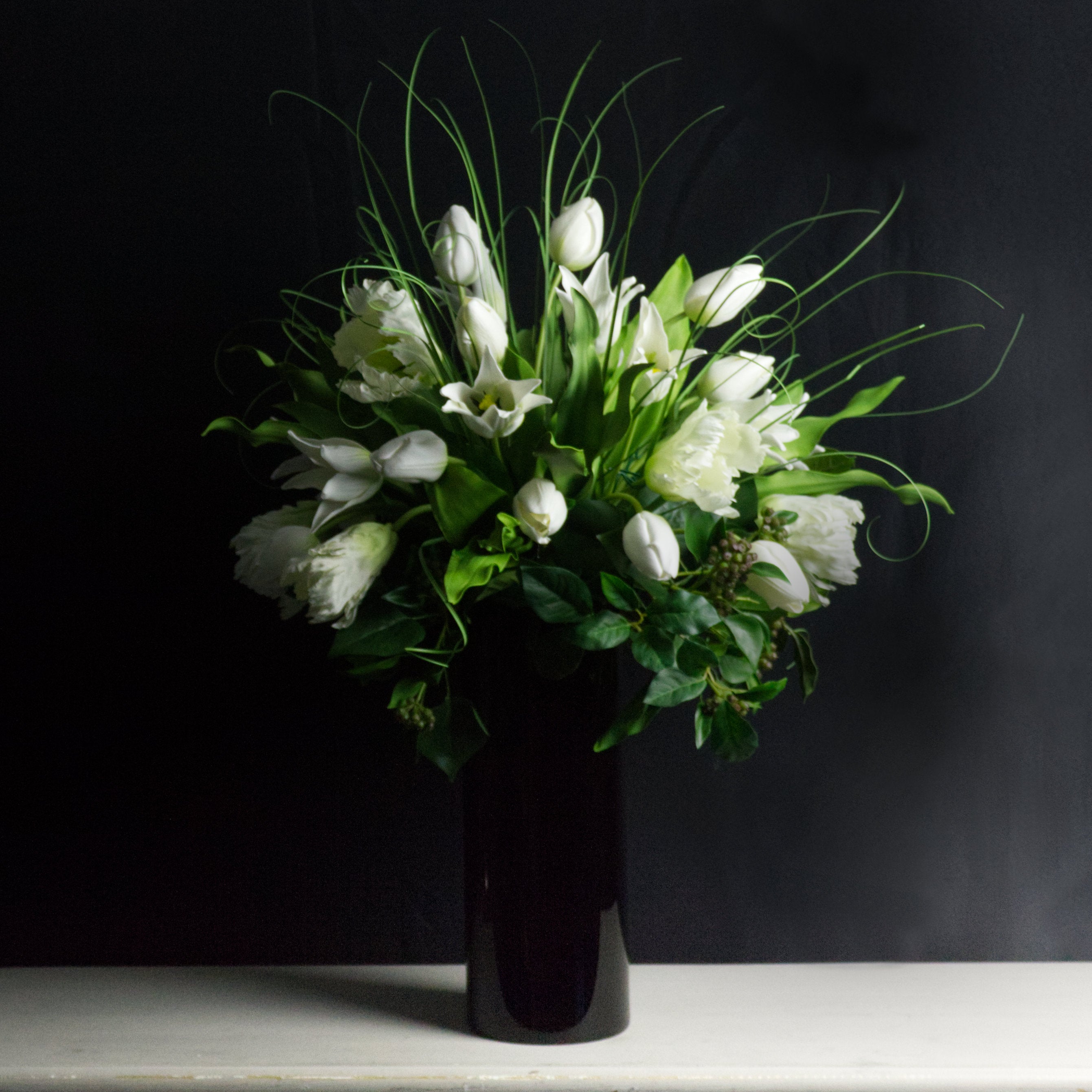 Faux Hire: Deluxe White Tulip Arrangement