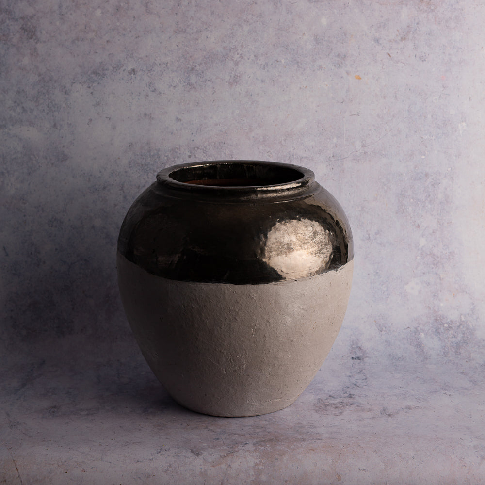 Charcoal trim Stone Vase