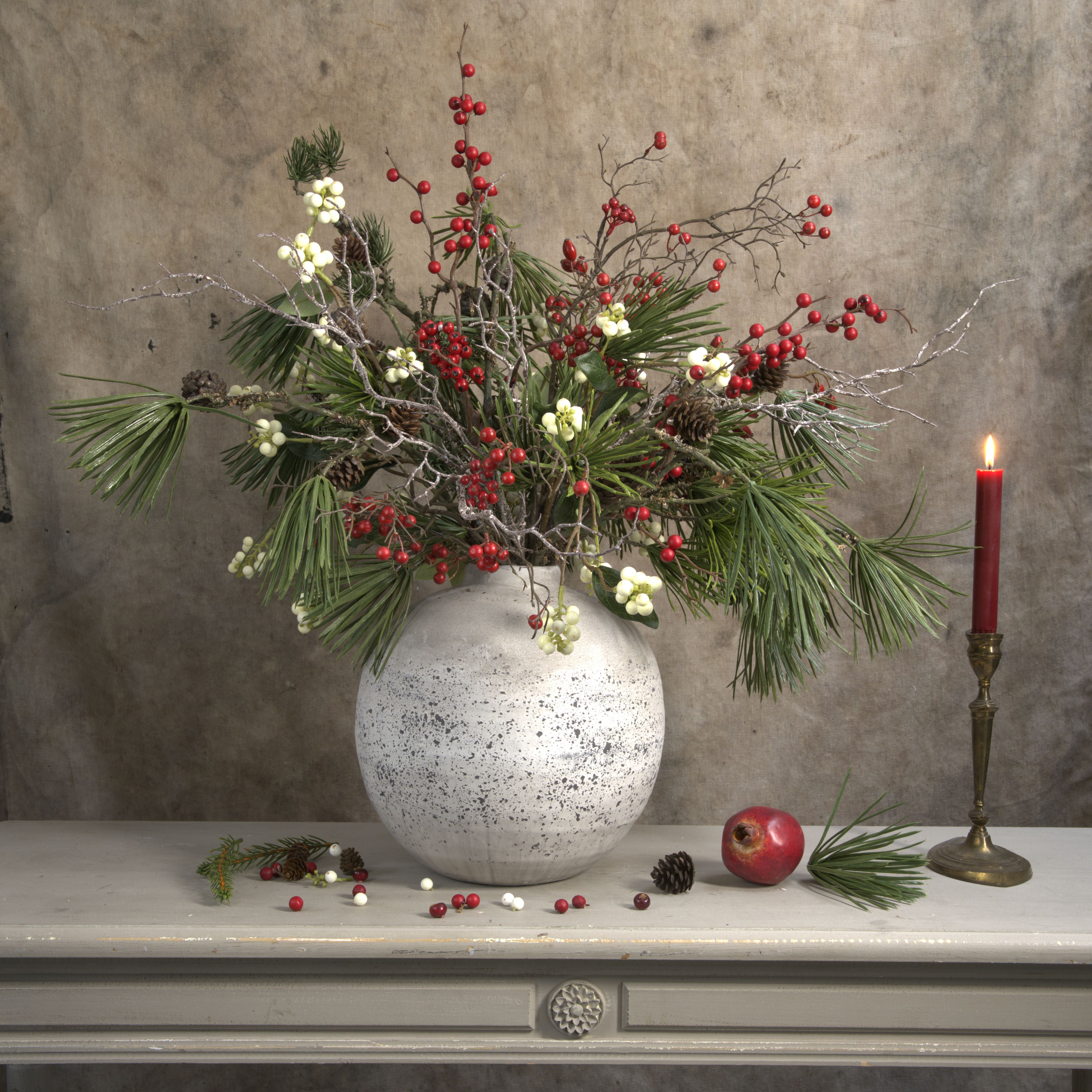 Faux Red and White Berry Bouquet