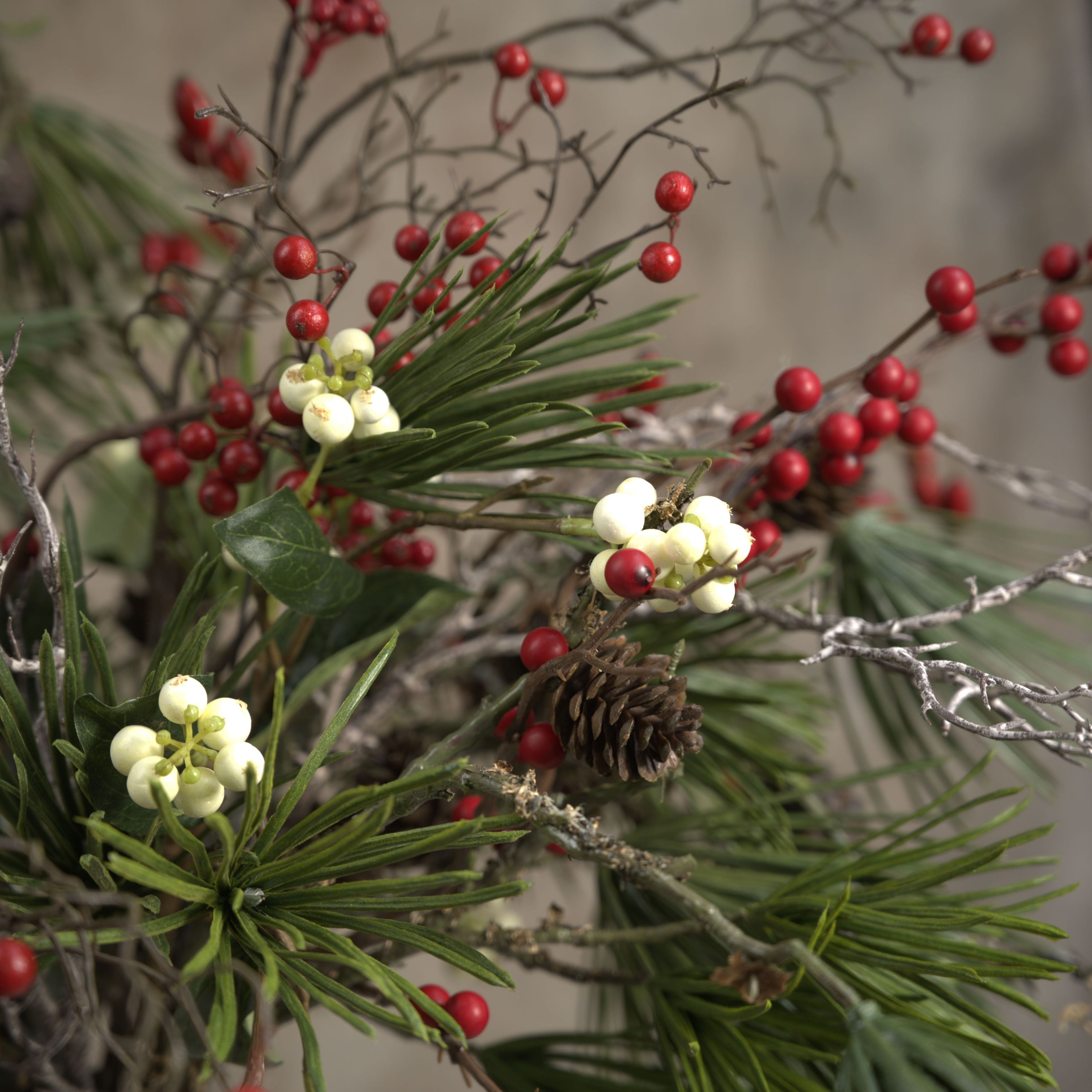 Faux Red and White Berry Bouquet