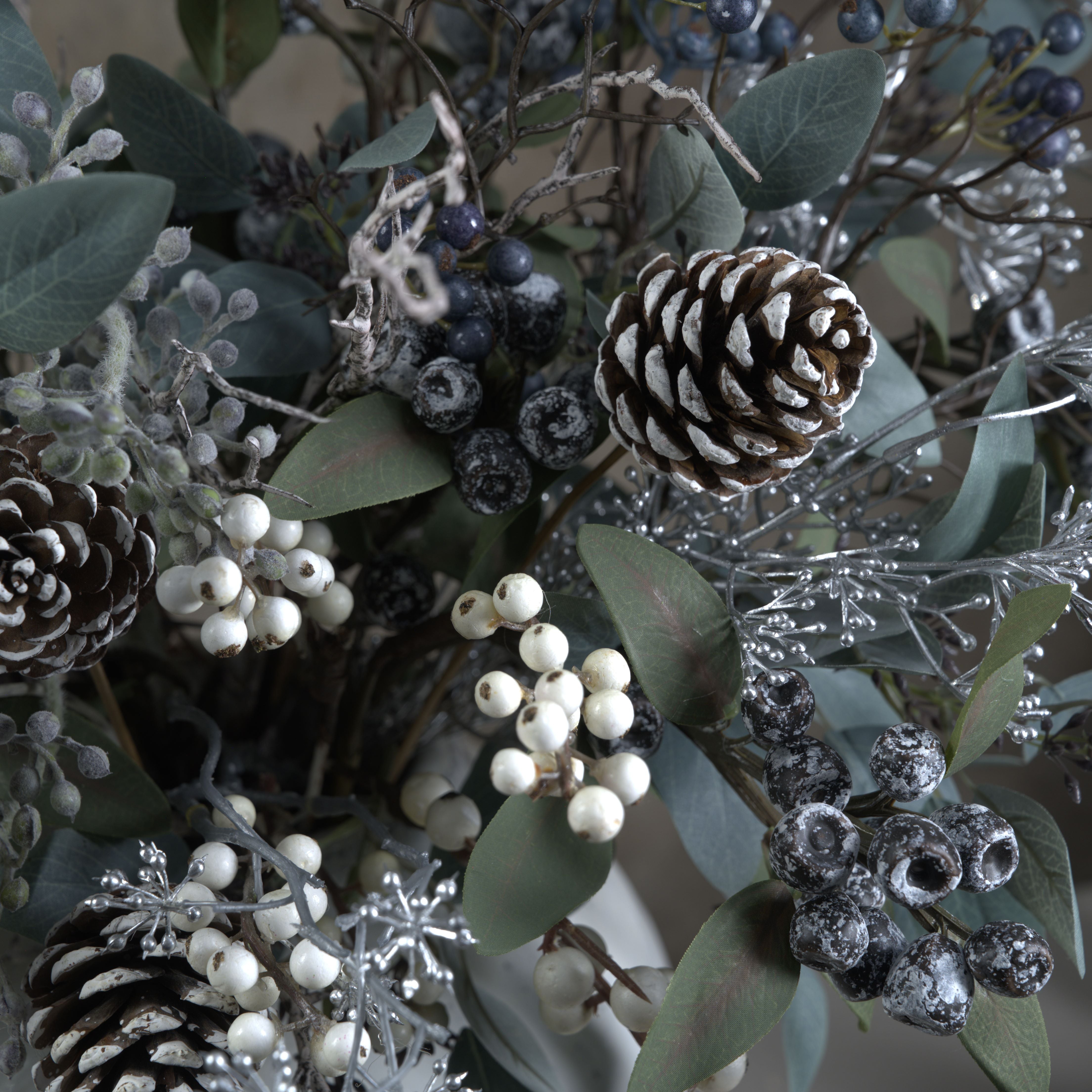 Faux Silver and White Berry Bouquet