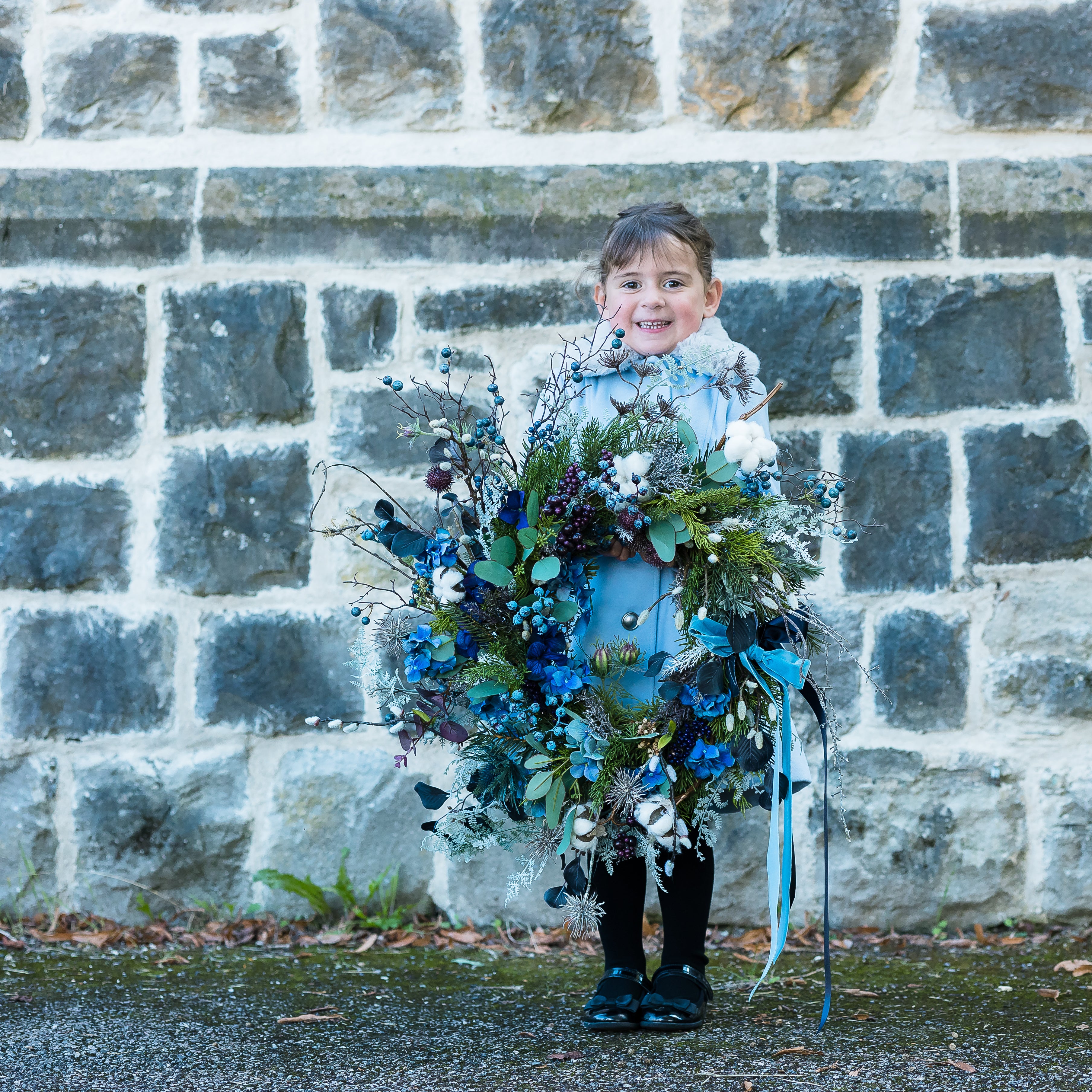 Blue Hydrangea & Cotton