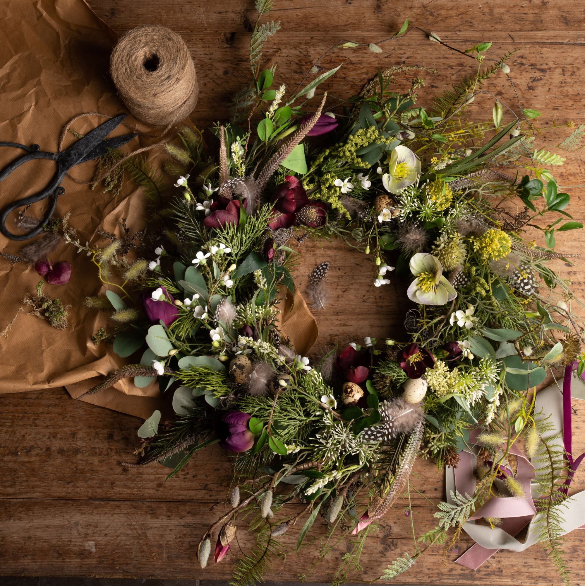 Purple Nesting Spring Wreath