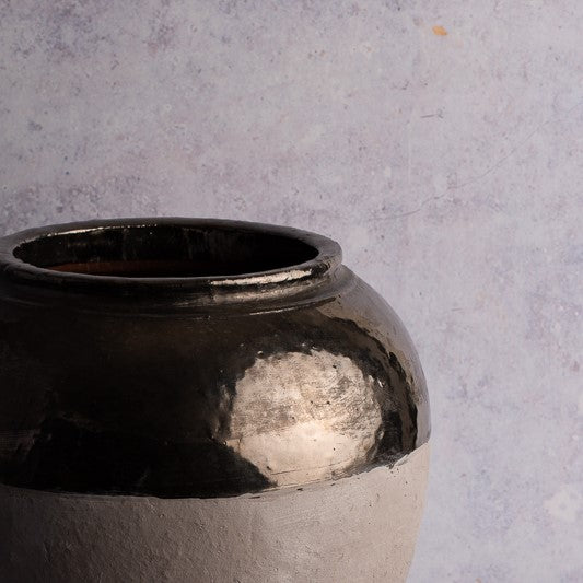 Charcoal trim Stone Vase